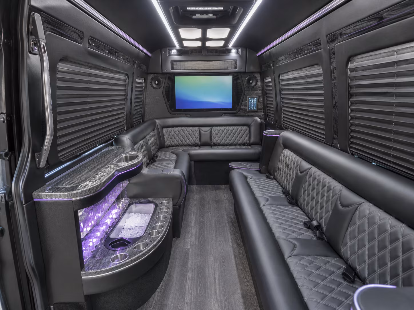 hamden 50 passenger party bus inside